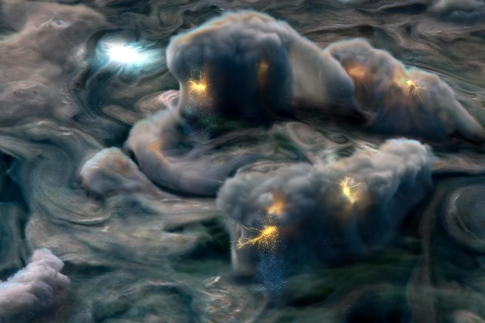 Imagem de: Misteriosos raios são captados na atmosfera de Júpiter