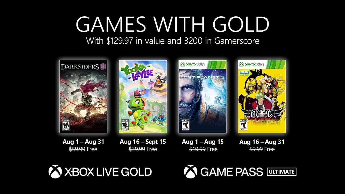Imagem de: Xbox Games With Gold de agosto tem Darksiders 3, Yooka-Laylee e mais