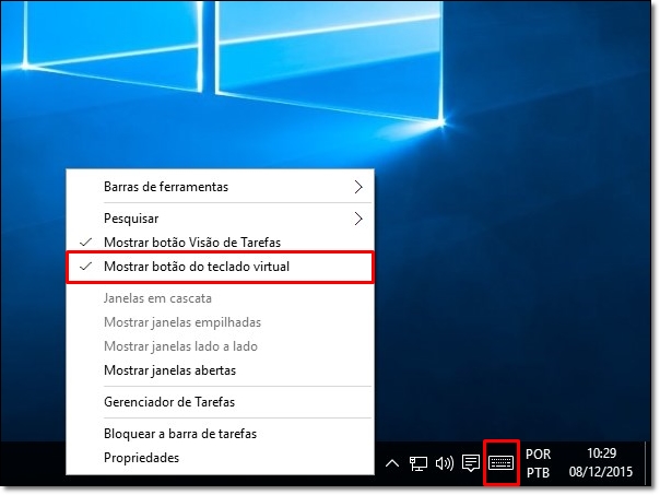 Resultado de imagem para ativar teclado virtual windows 10