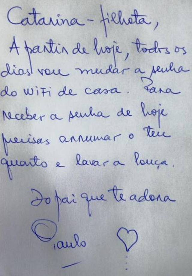 Pai do ano troca senha do WiFi diariamente para filhota 