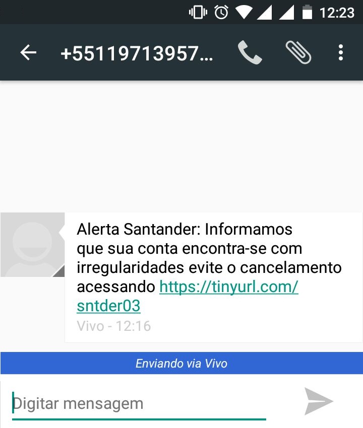 Golpe: mensagem falsa do Santander é enviada via SMS e 