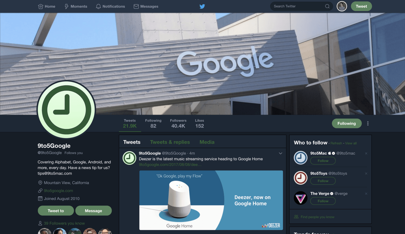 Twitter testa modo nocturno na web