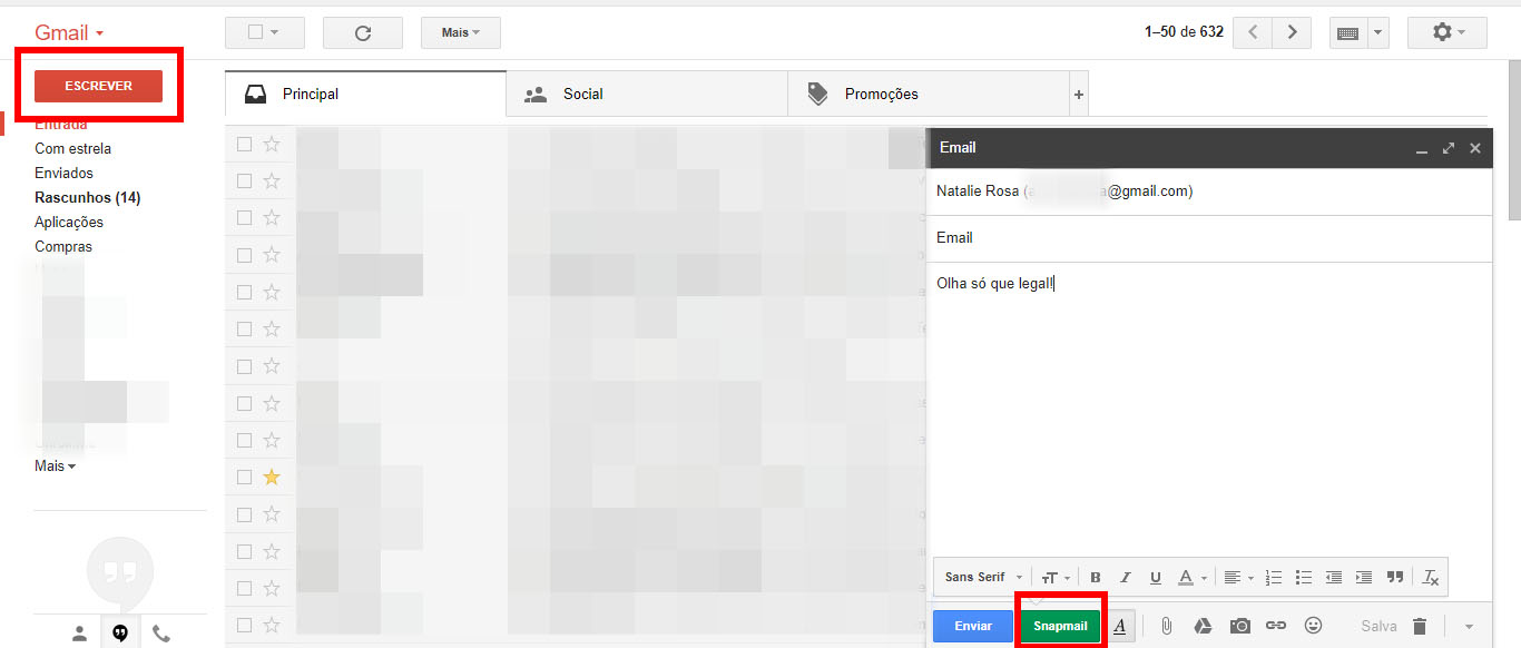 Uma captura de tela do Gmail