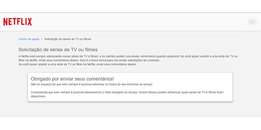 Netflix tem página para enviar sugestões de títulos